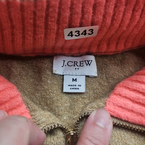 J. Crew Sweater Quarter Zip Sweater Women's Medium Gold Zipper - Picture 3 of 10
